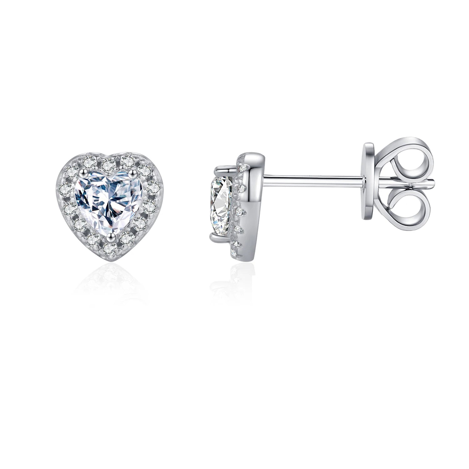 VVS1 heart earrings with moissanite diamond sparkle in a classic ear rings style