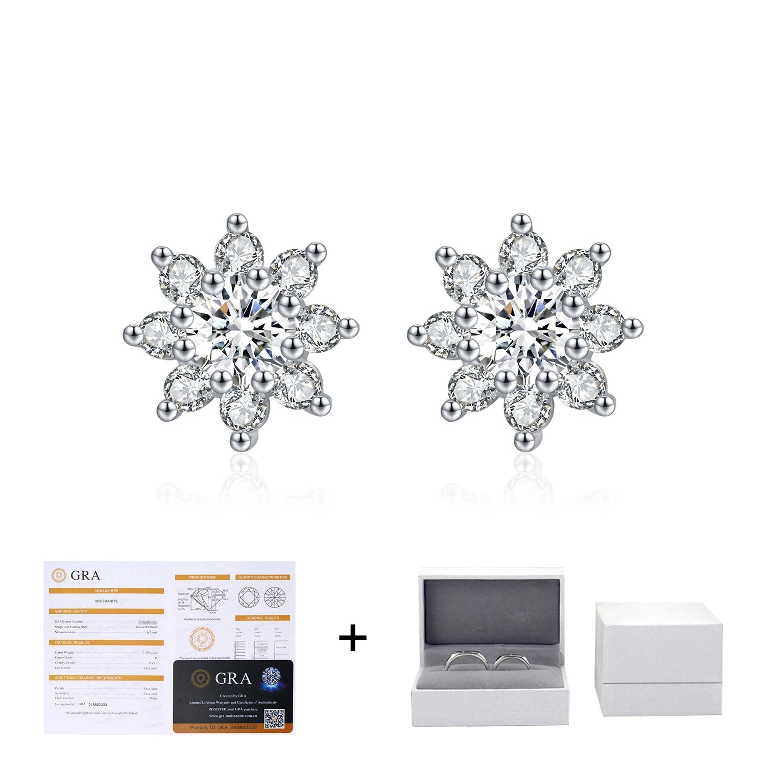 Minimalist silver earrings pairing with moissanite jewelry rings