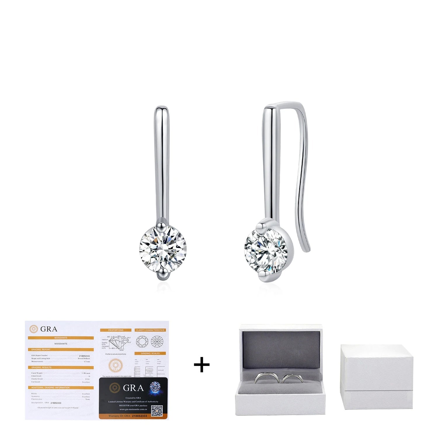 Classic sterling silver drop earrings featuring D Color moissanite shine