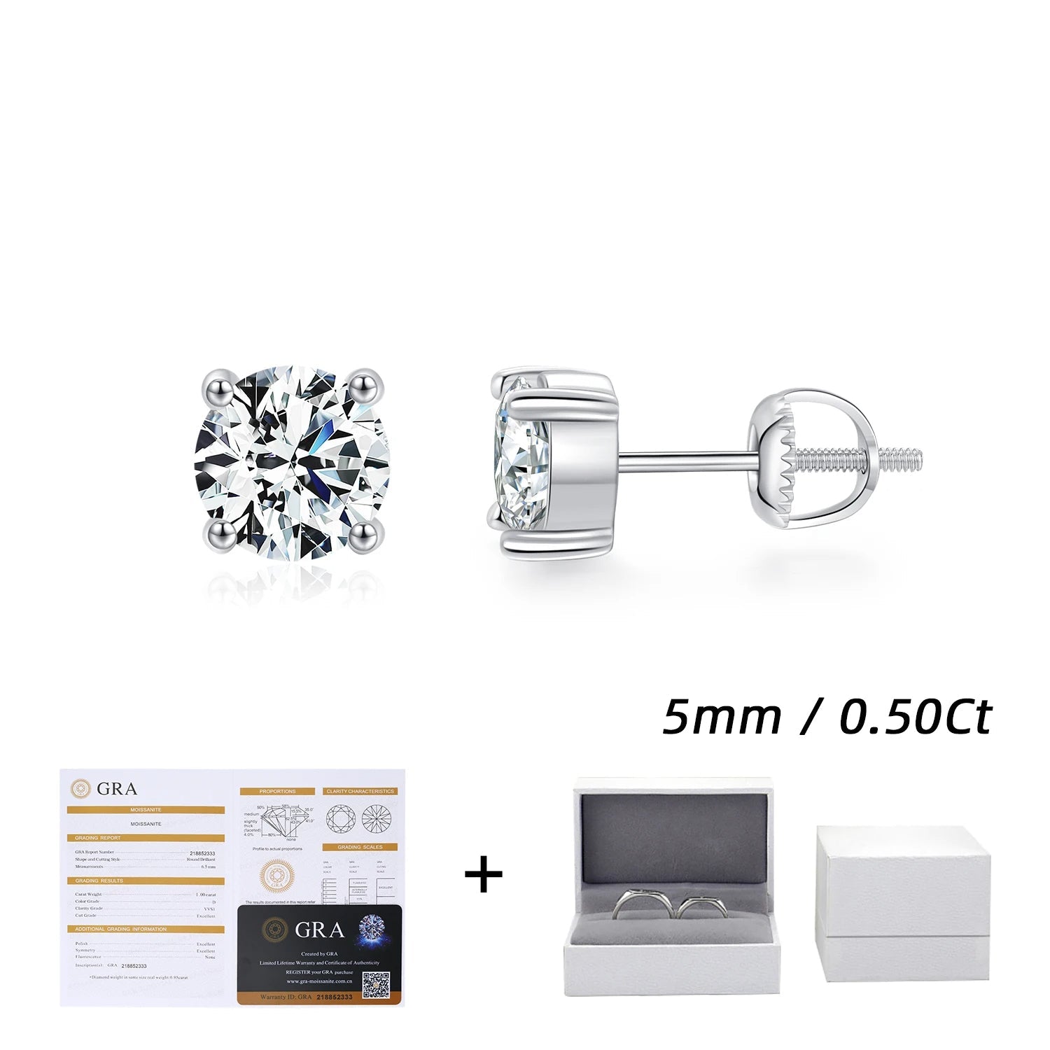 Sleek 925 silver setting for moissanite earrings with luminous finish
