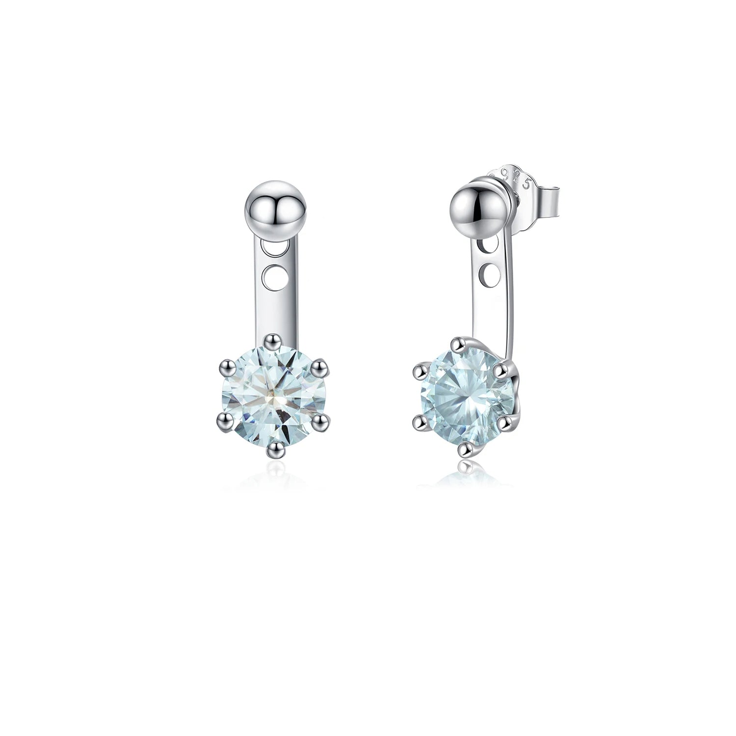 Sterling silver earrings with moissanite jewelry round sparkle for ear rings