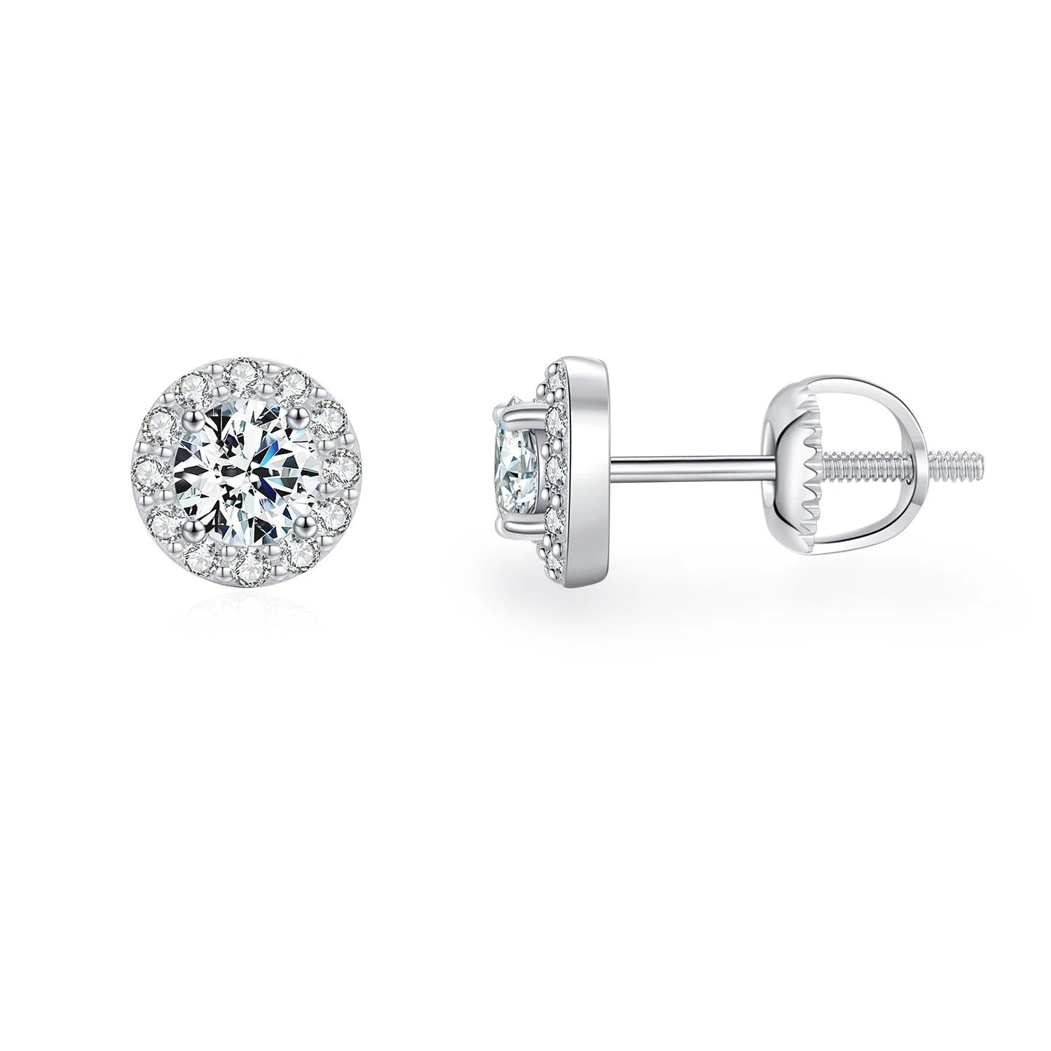 1CT moissanite earrings styled as stud earrings with sterling silver earrings
