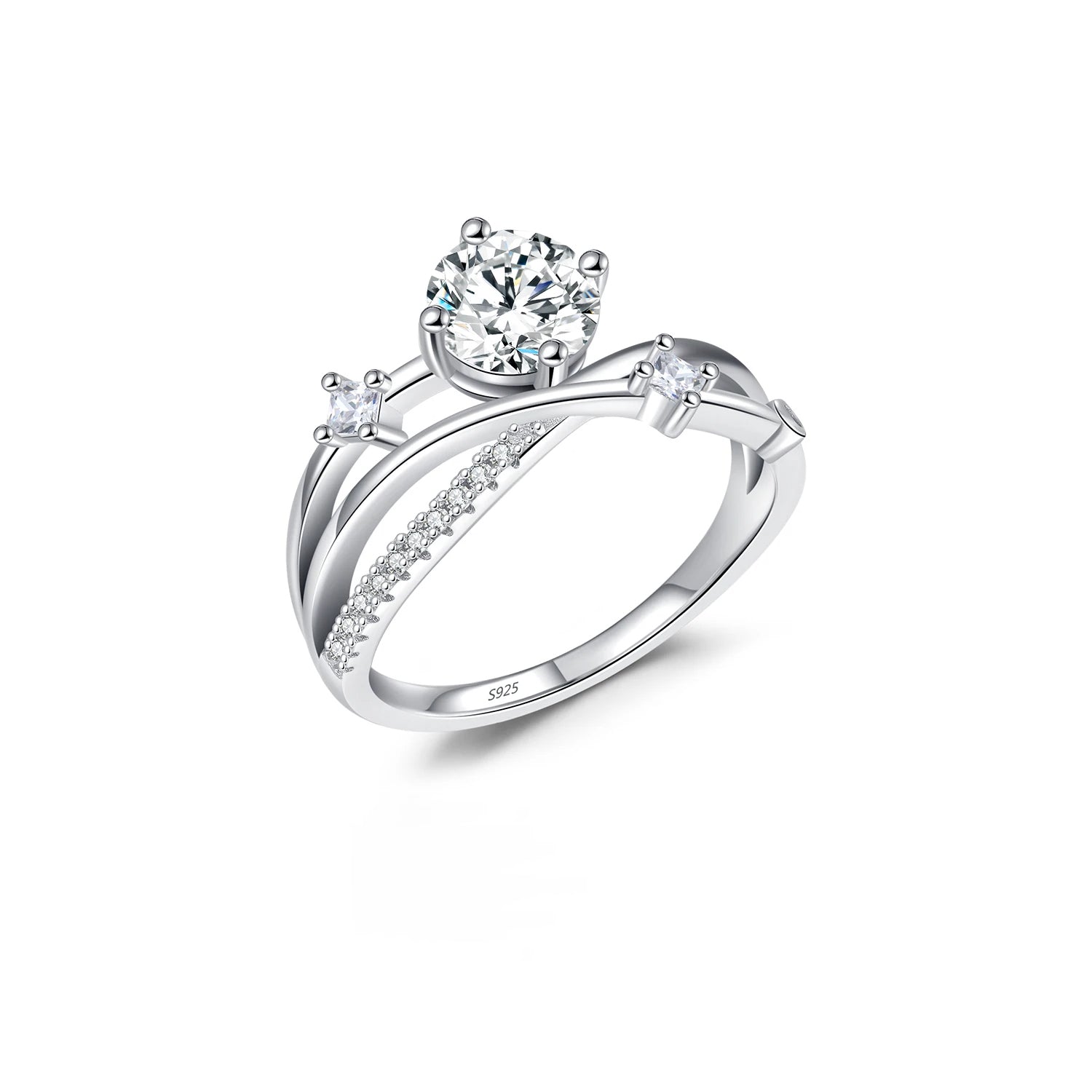 1CT VVS1 ring moissanite in 925 sterling silver with moissanite diamonds fire