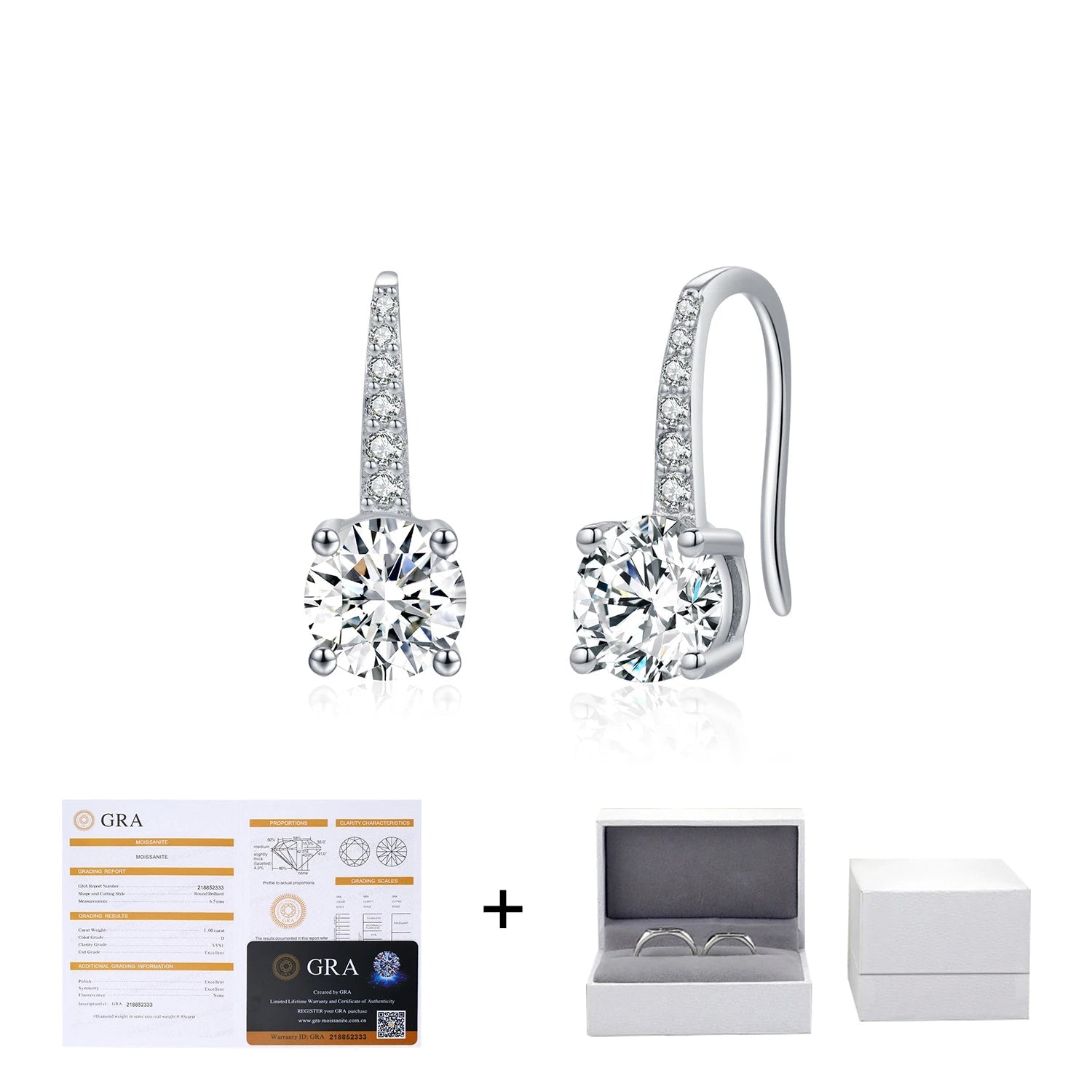Timeless ear rings with moissanite jewelry and sterling silver finish