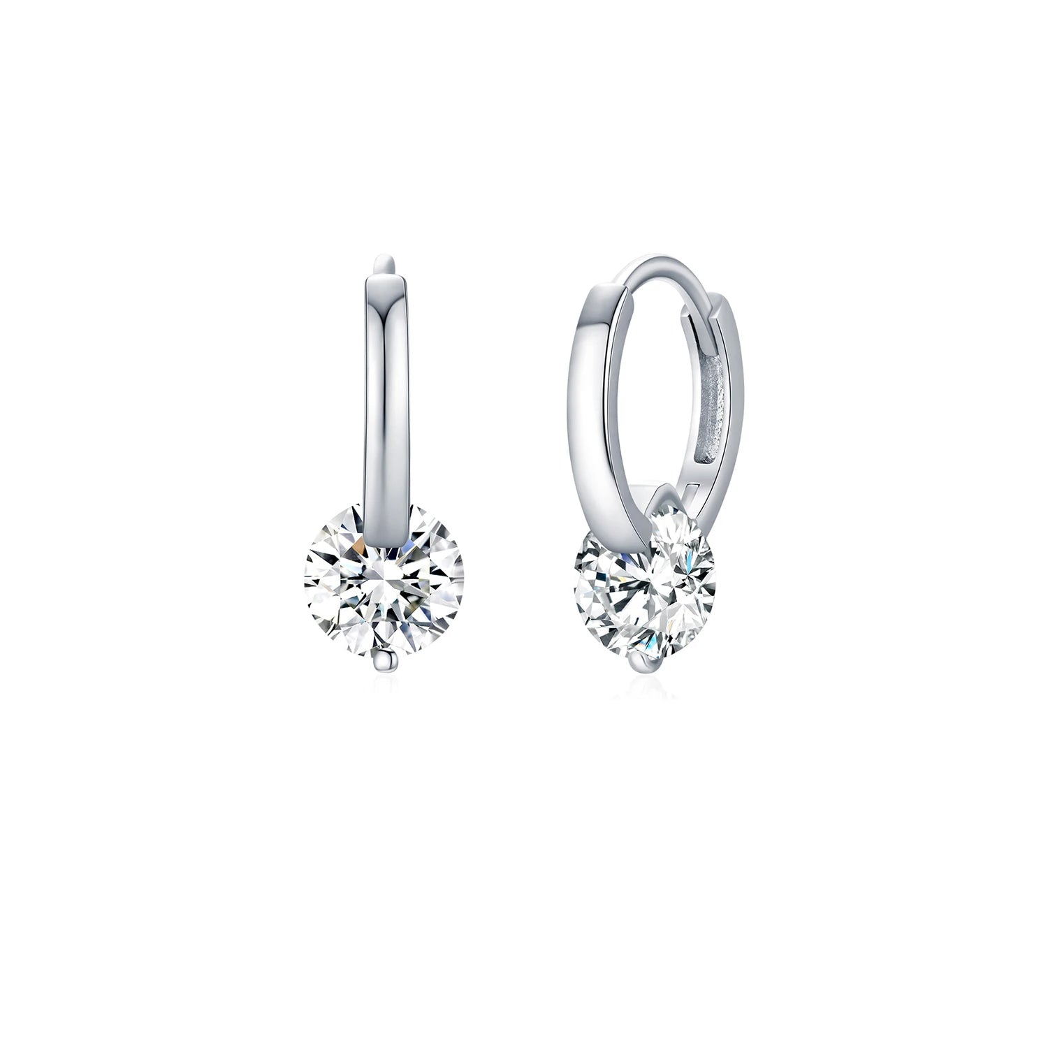 1.0 ct D-Color moissanite hoop earrings 925 sterling silver luxury buckle