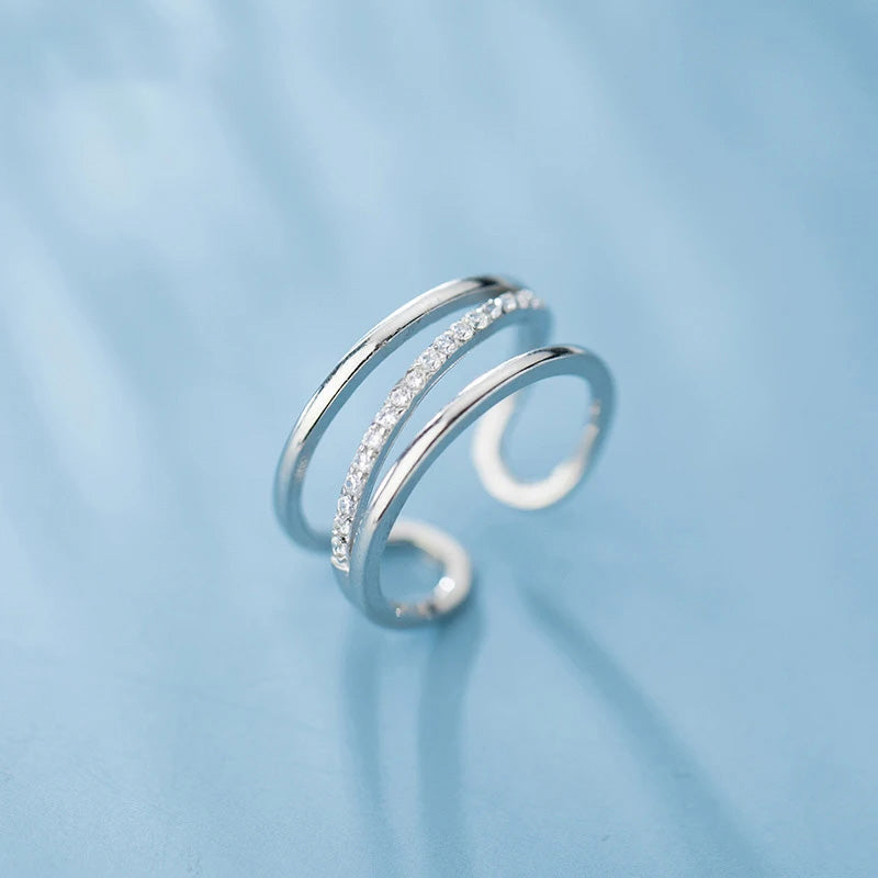 Classic silver ring in 925 sterling silver designed for jewelry sets