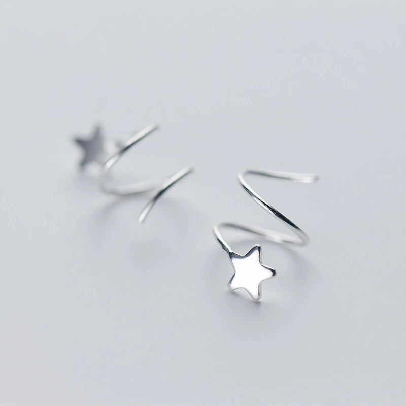 Sterling silver earrings polished silver color with starburst earrings touch