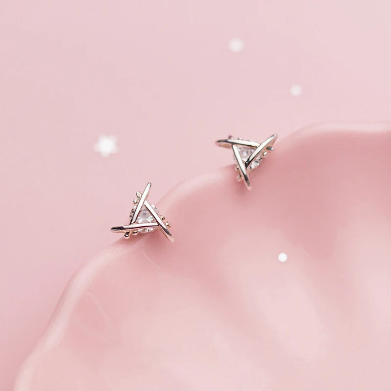 Sterling silver earrings with sleek triangle shape for everyday wear