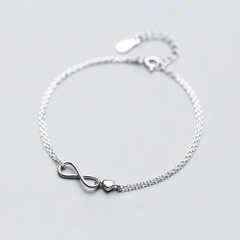 Sterling silver chain bracelet love bracelet in 925 sterling silver