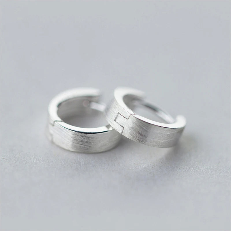 Sterling silver earrings elegant silver hoop profile