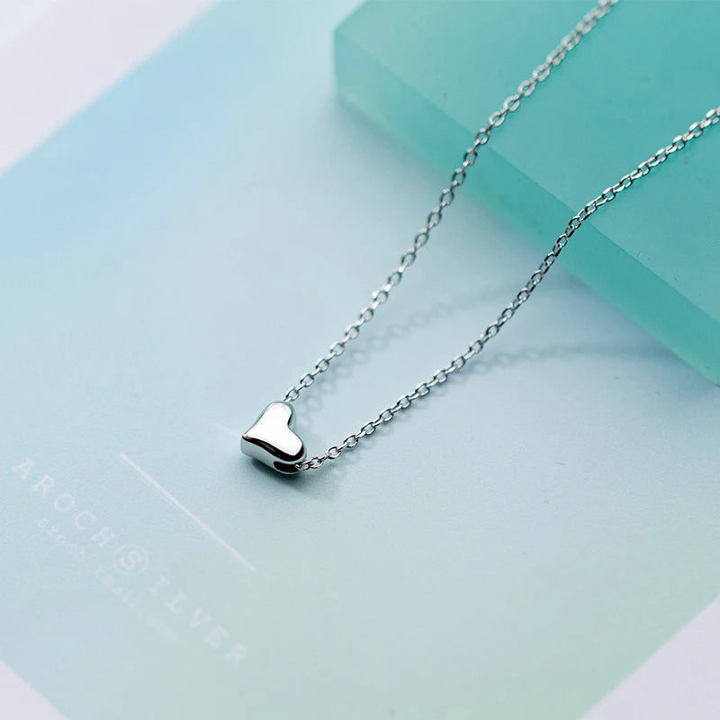Sterling silver necklace with silver heart pendant necklace on sterling silver chain