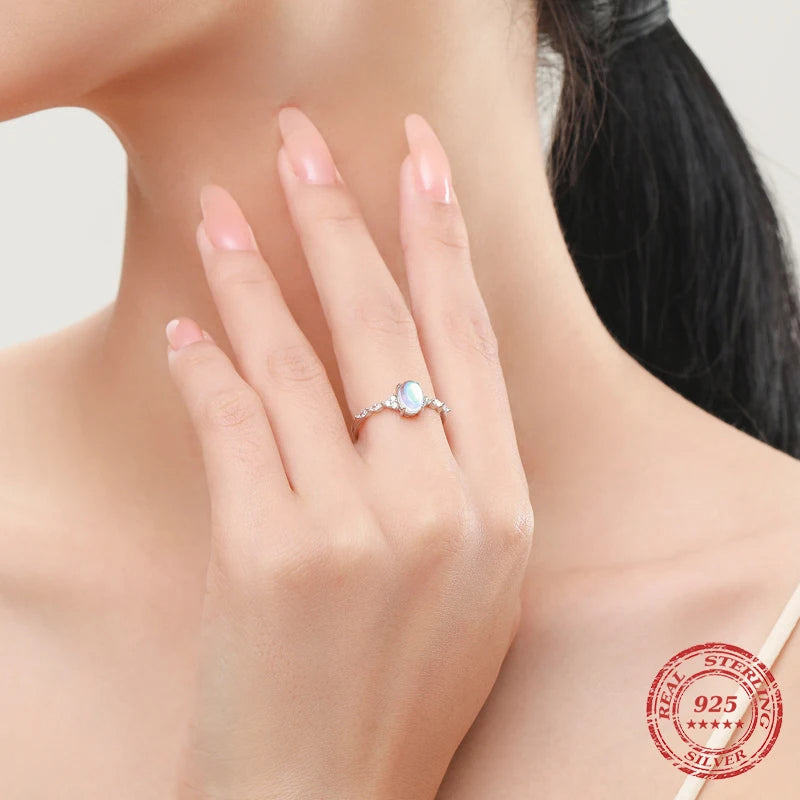 925 sterling silver moonstone ring paired with bracelet