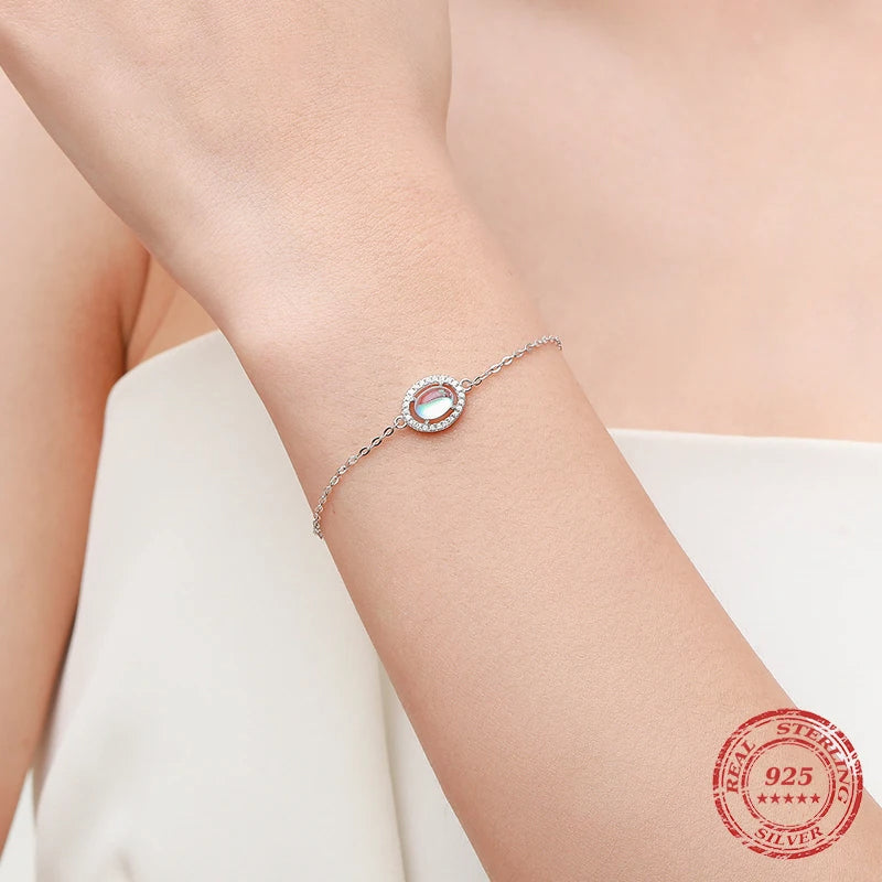 Sterling silver bracelet styled as a moonstone bracelet for daily wear