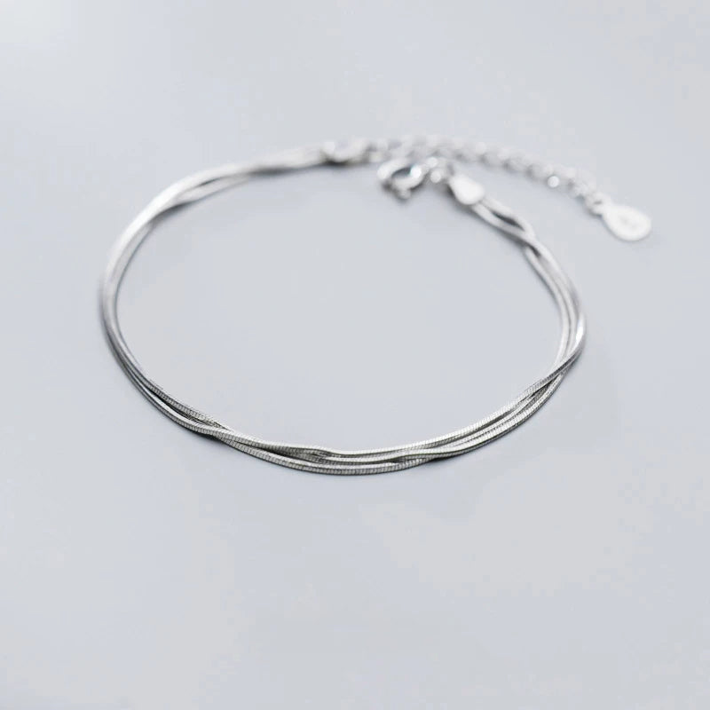 Sterling silver bracelet charm with chain bracelet in silver color