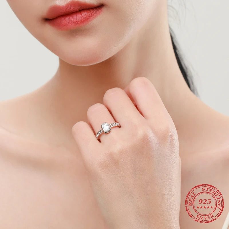 Sterling silver bridal set oval CZ sparkle for weddings