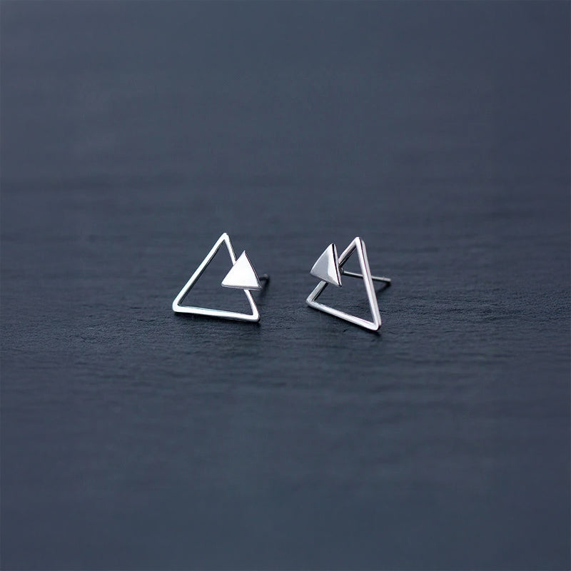 Sterling silver earrings with geometric triangle detail for everyday wear