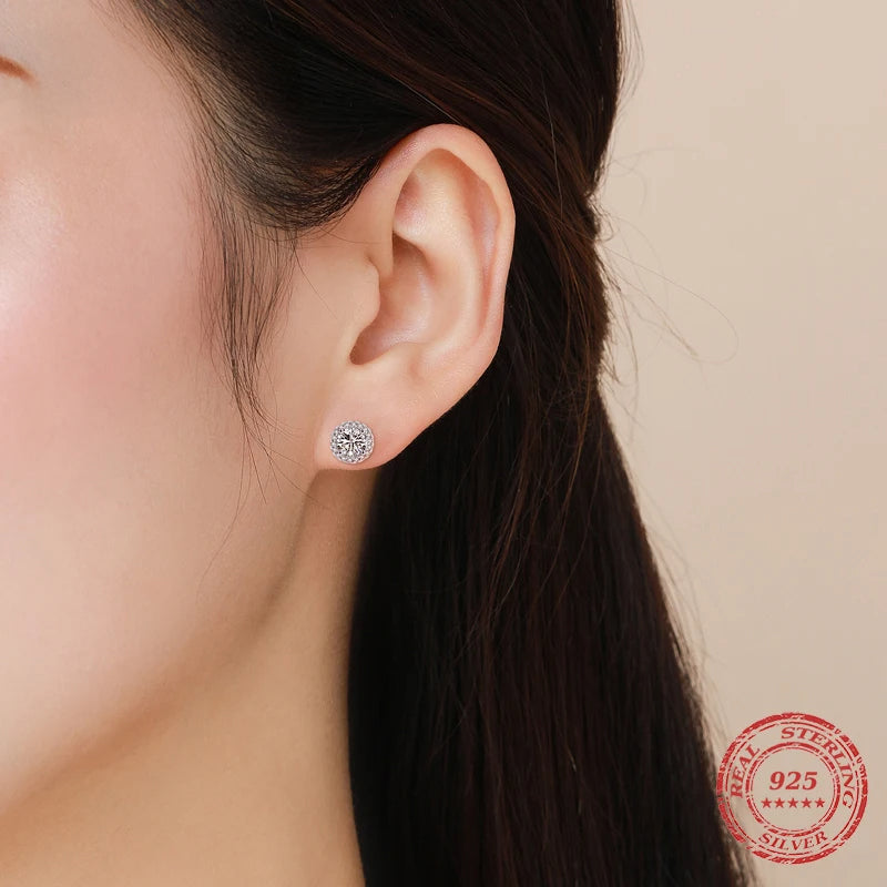 Silver stud earrings featuring cubic zirconia brilliance