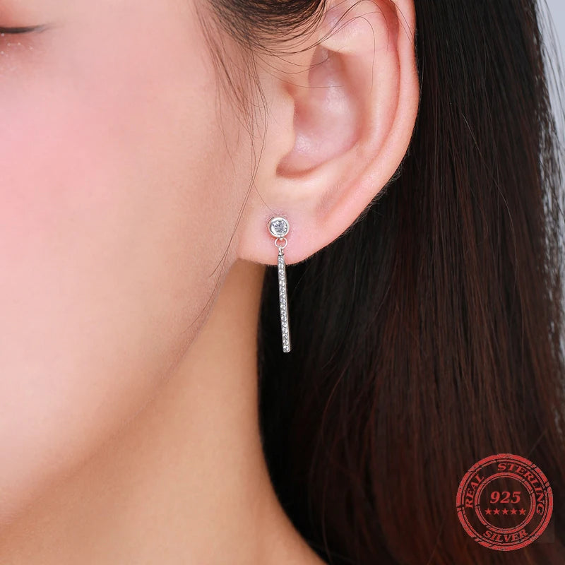 Drop earrings crafted in 925 sterling silver with cz accents