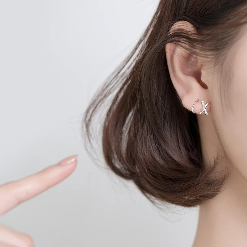 Simple sterling silver slim studs for daily wear