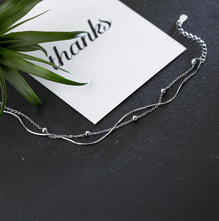 Bracelet jewelry delicate beads on silver chain look