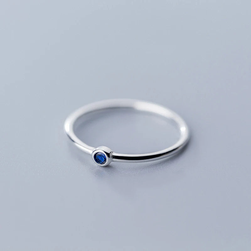 Blue crystal sterling silver ring in 925 sterling silver with polished finish