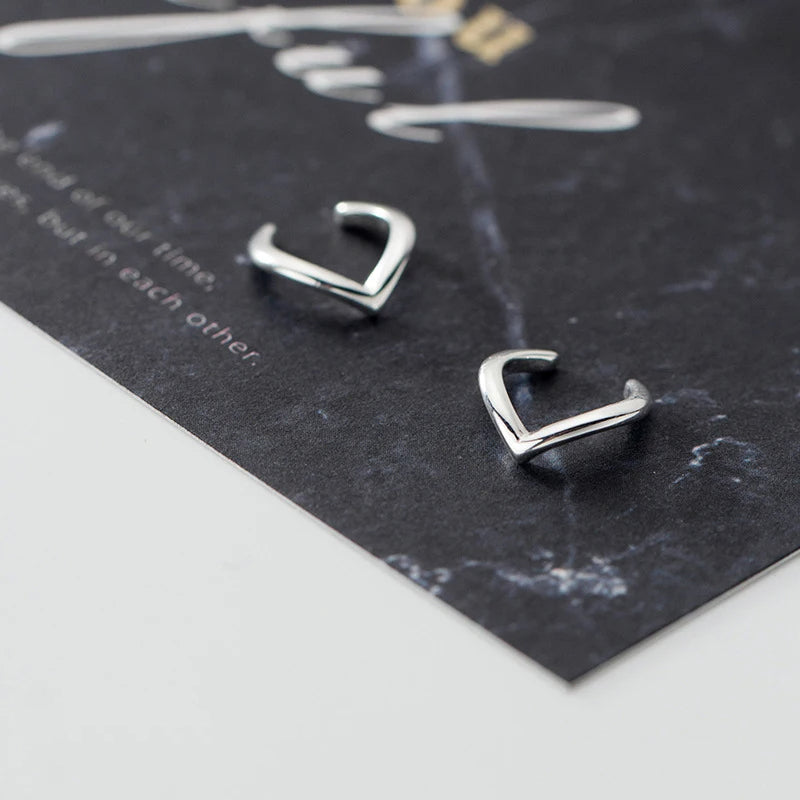 925 sterling silver V shape ear rings with polished finish