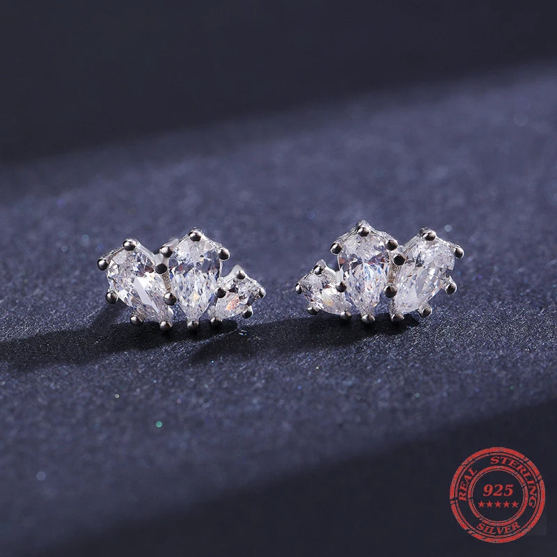 Elegant cz studs styled as everyday stud earrings in silver