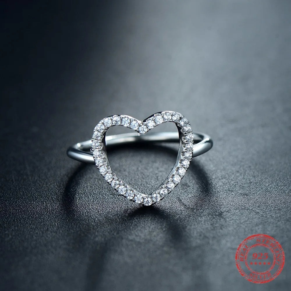 Sterling silver ring shown as a classic engagement ring with bright finish