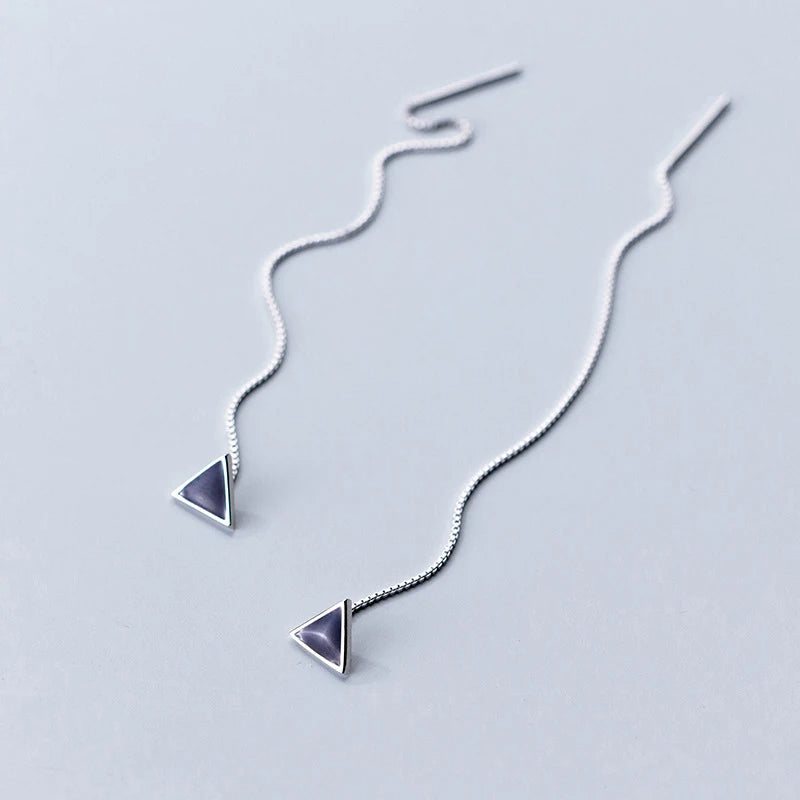 925 sterling silver triangle design with elegant long chain