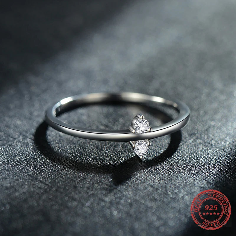 925 sterling silver minimal ring featuring cz rings sparkle