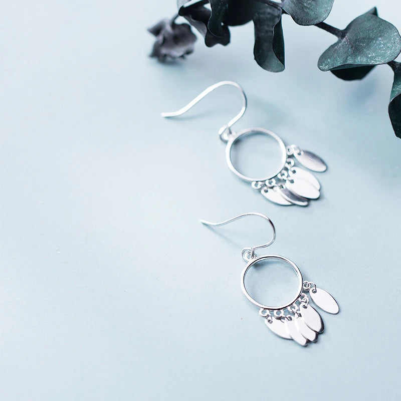 Vintage jewelry style earrings with dreamcatcher charm in sterling silver