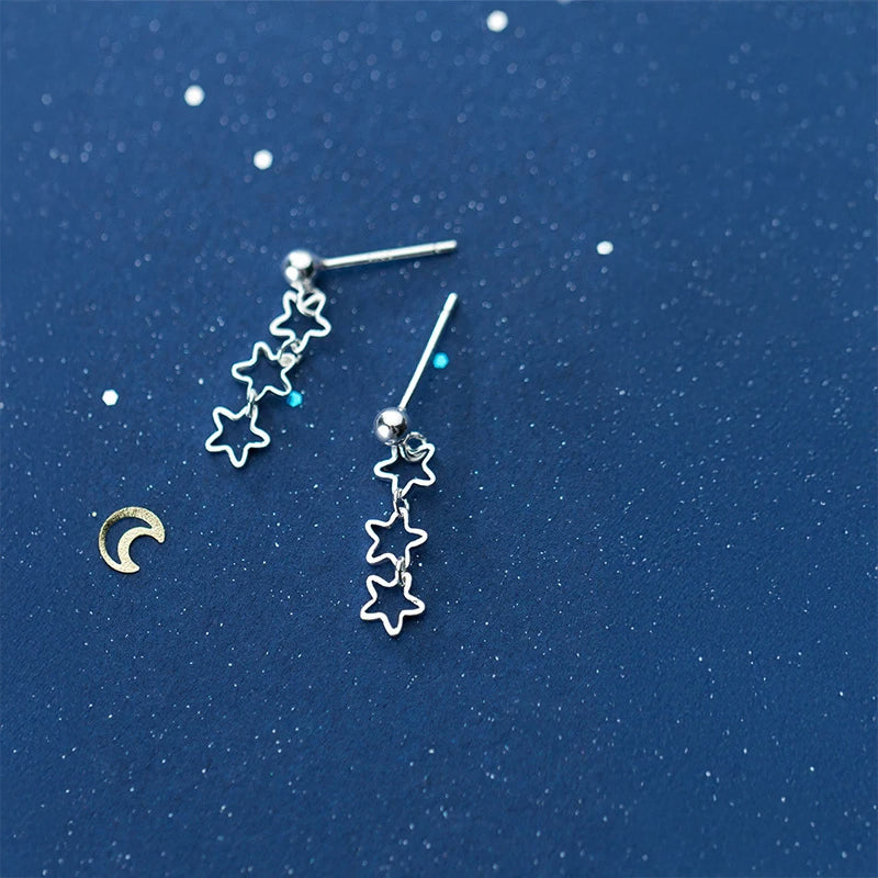 Stud earrings for women featuring bright star earrings in silver color