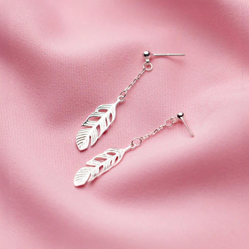 925 silver ear rings with tree leaves details and earrings drop earrings flow