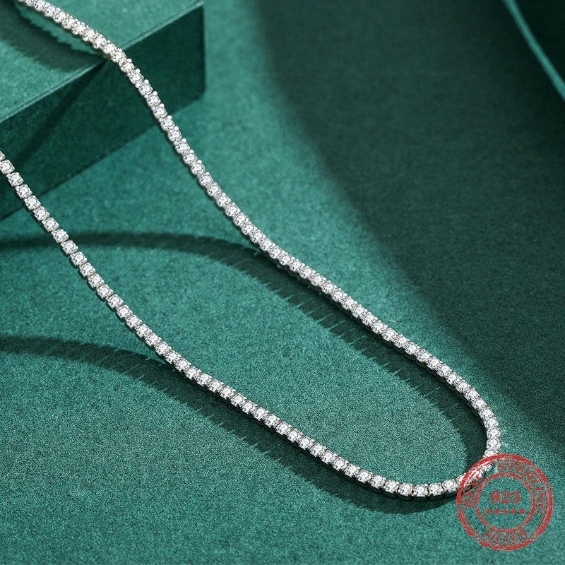Sterling silver necklace with full clear CZ choker design