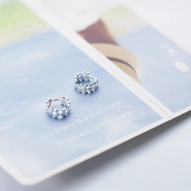 Lucky tree leaf round hoops stainless steel polish finish