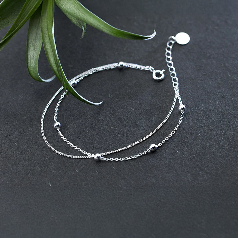 Bracelet silver bracelet for women beaded chain sparkle