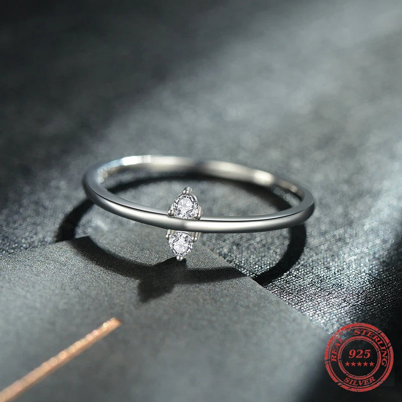 Silver ring designed in sterling silver with a subtle cubic zirconia accent