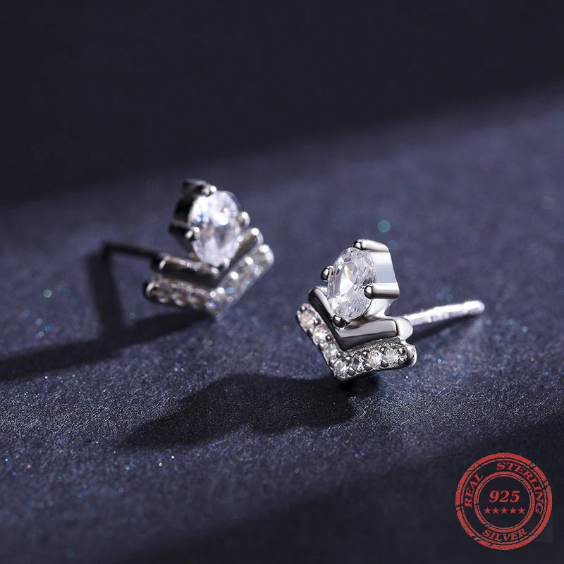 Minimal stud earrings in 925 sterling silver for women
