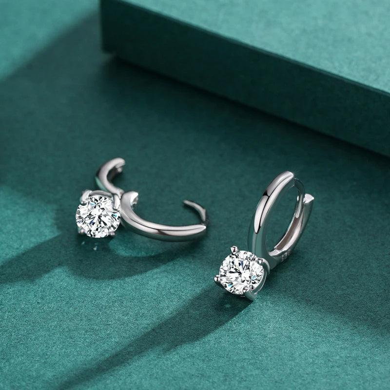 Elegant silver hoop earrings with zirconia stones