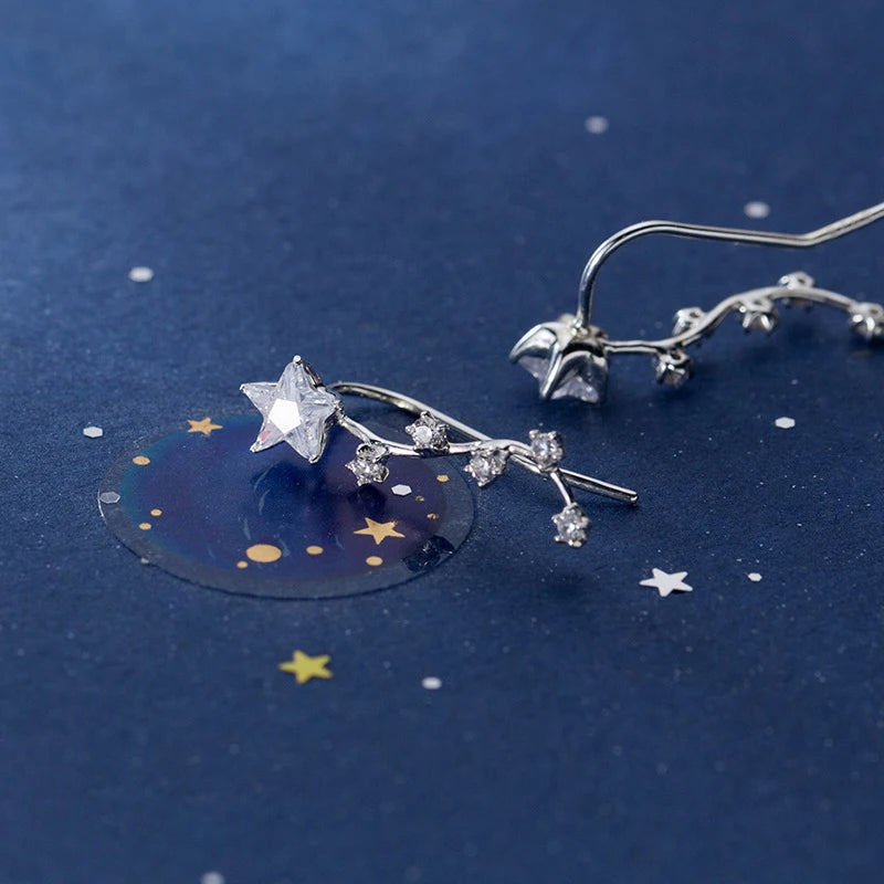 Star earrings CZ studs 925 sterling silver classic design
