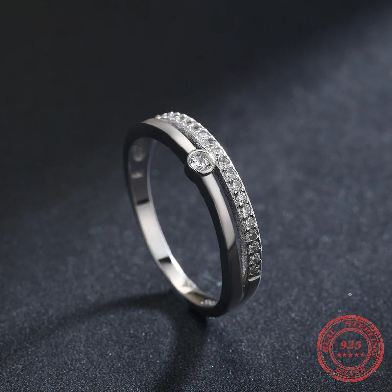 Elegant wedding ring and wedding band pairing with subtle cz rings