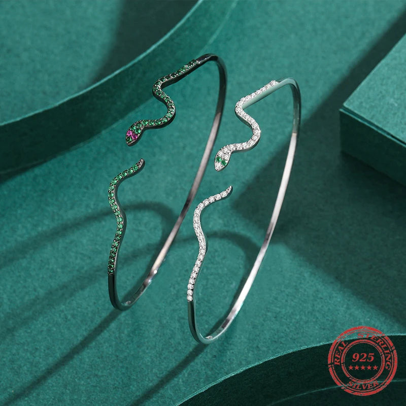 Silver bracelets for ladies with a sleek snake bracelet motif