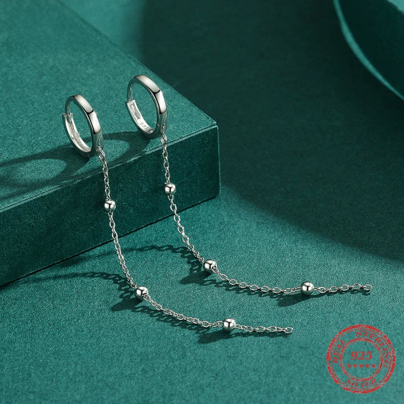 925 sterling silver drop earrings with smooth 925 silver detail