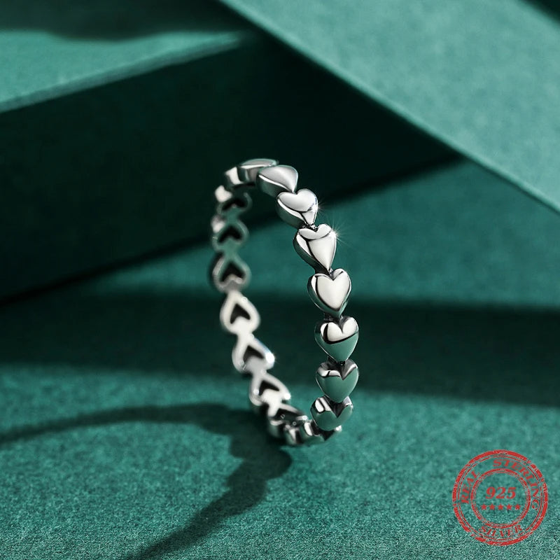 Sterling silver ring showing heart ring design for a romantic vintage ring look