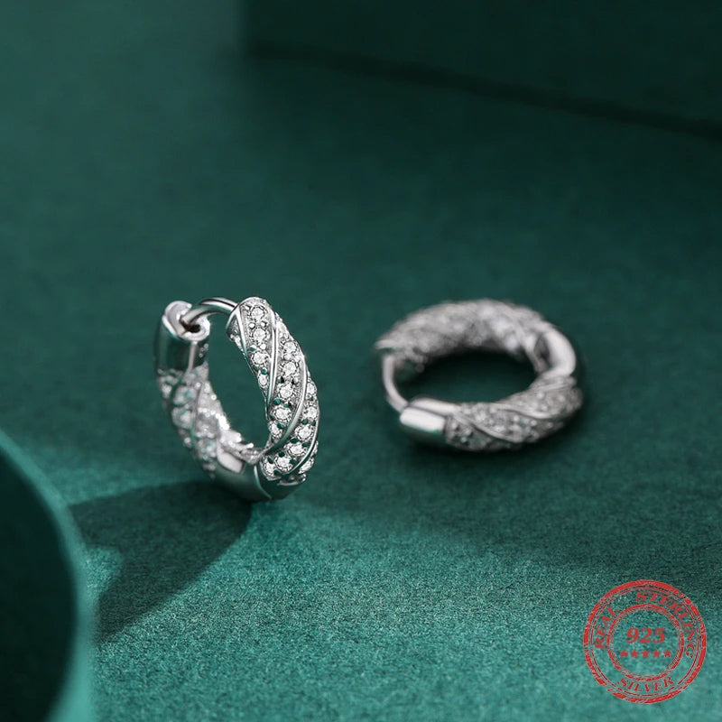 Earrings silver sterling hoops with polished shine