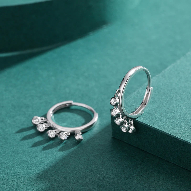 Drop earrings showing CZ detail on a 925 silver setting