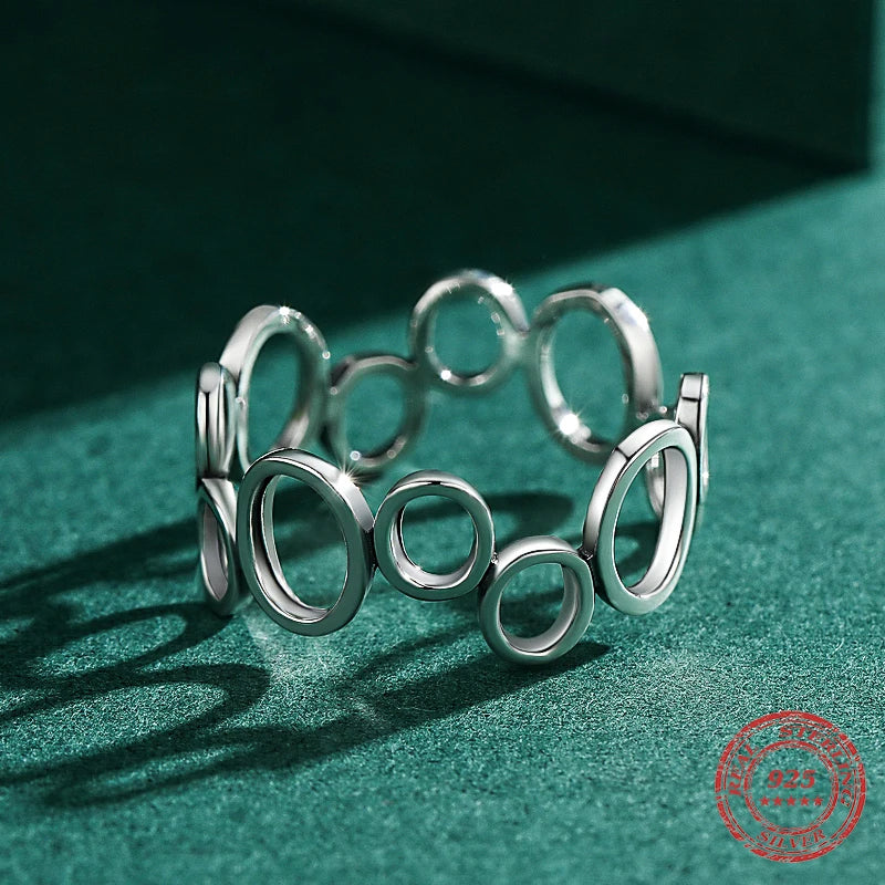 Irregular round ring fixed size sterling silver finish