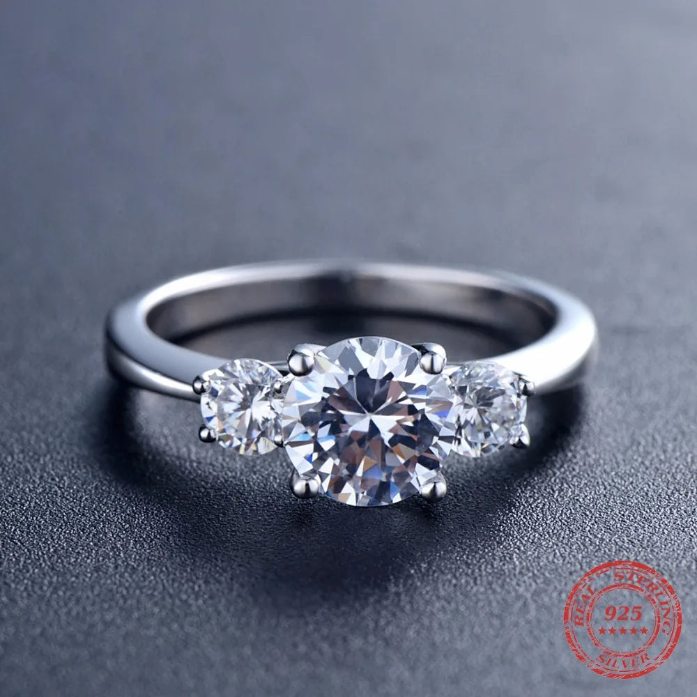 2.0 carat silver ring featuring three zircon gemstones