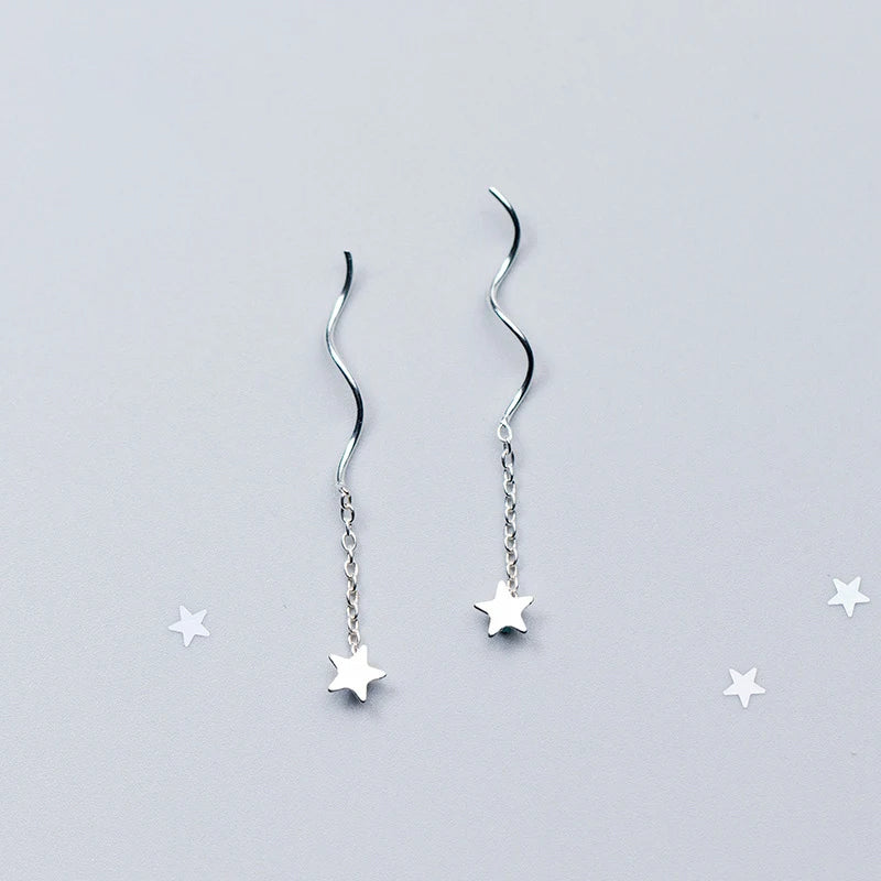 Elegant chain earrings stars motif lightweight swing