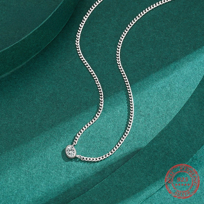Silver chain pendant necklace Cuba link pattern